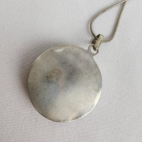 Vintage Tibetan Ancient Mantra Sterling Pendant Chain Necklace - Picture 6 of 8